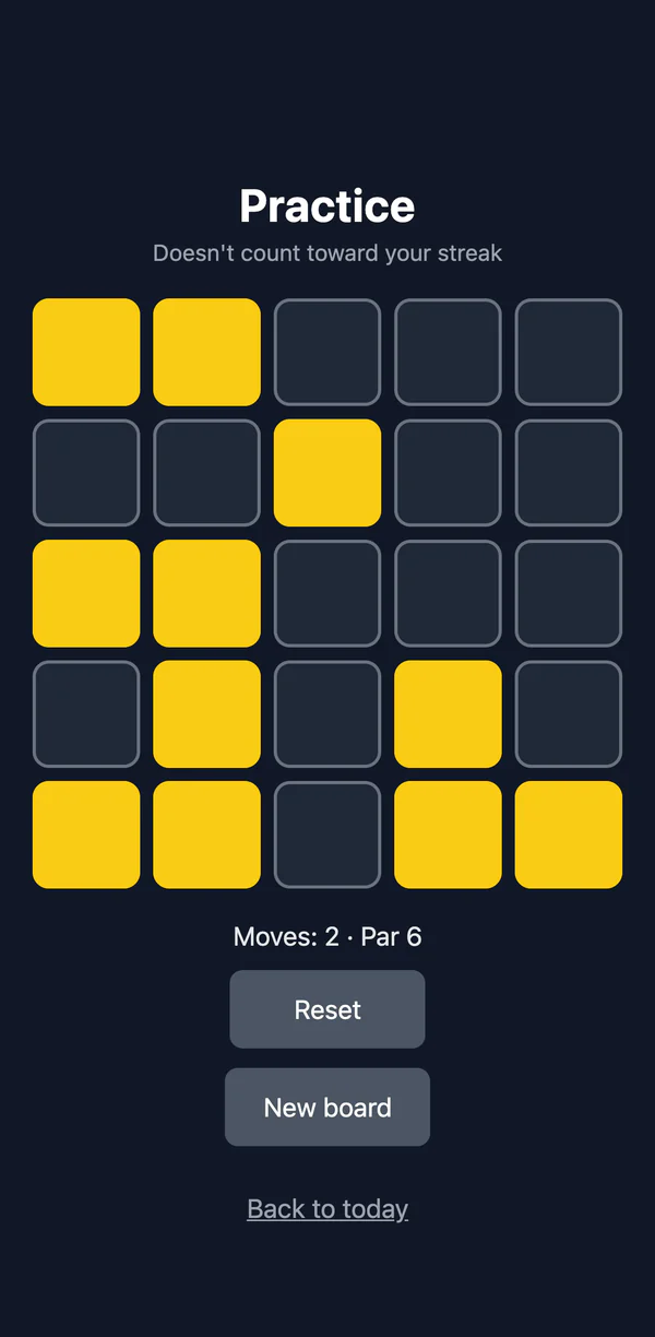 A practice board in Unlit, labelled: Doesn’t count toward your streak.